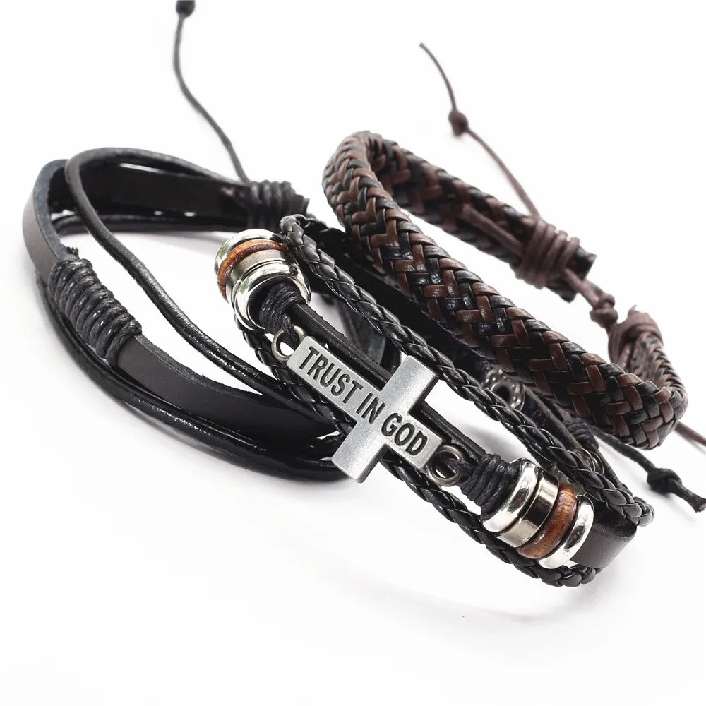 FC 3 Pcs/Set Leather Bracelets