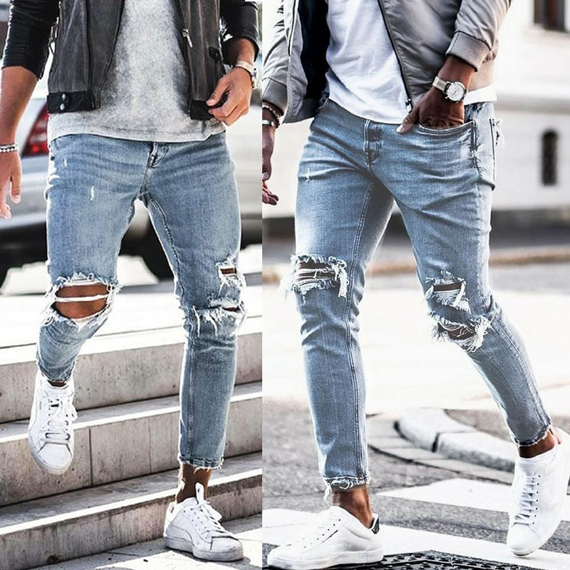 Streetwear Knee Ripped Jeans