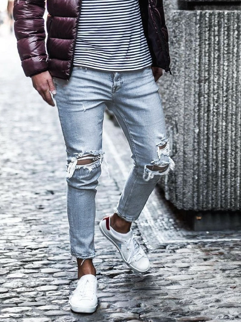 Streetwear Knee Ripped Jeans