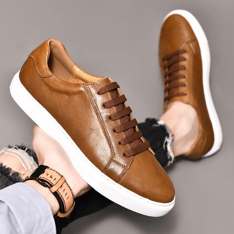 Genuine Leather Casual Sneakers