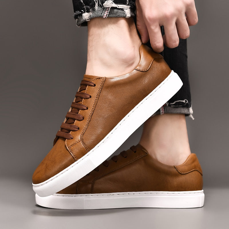 Genuine Leather Casual Sneakers
