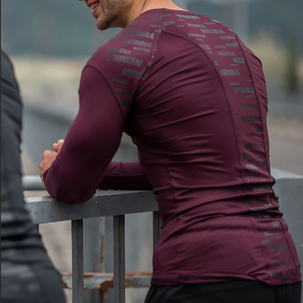 Men Skinny Long sleeves Gym Elasticity Shirts