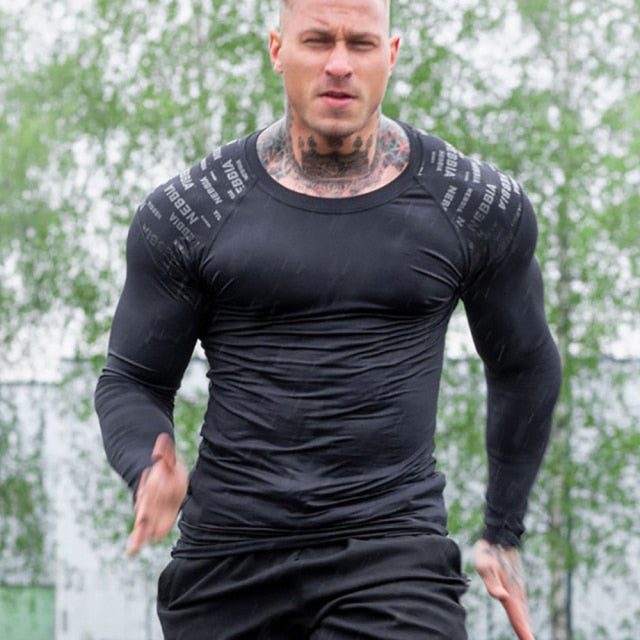 Men Skinny Long sleeves Gym Elasticity Shirts