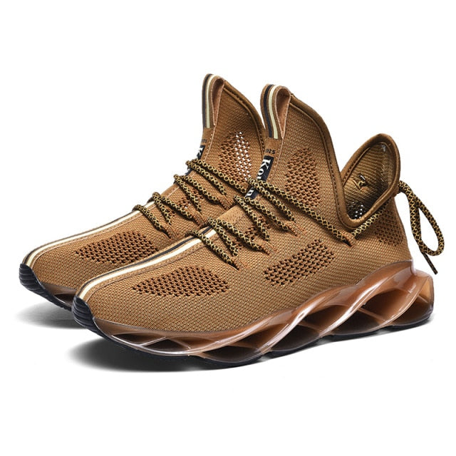 Men's Leather Unique Blade Sole Sneakers