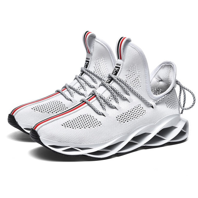 Men's Leather Unique Blade Sole Sneakers