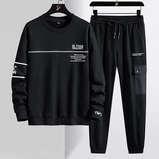 Men Streetwear Letter Printed Sweatshirts + Pants Tracksuit