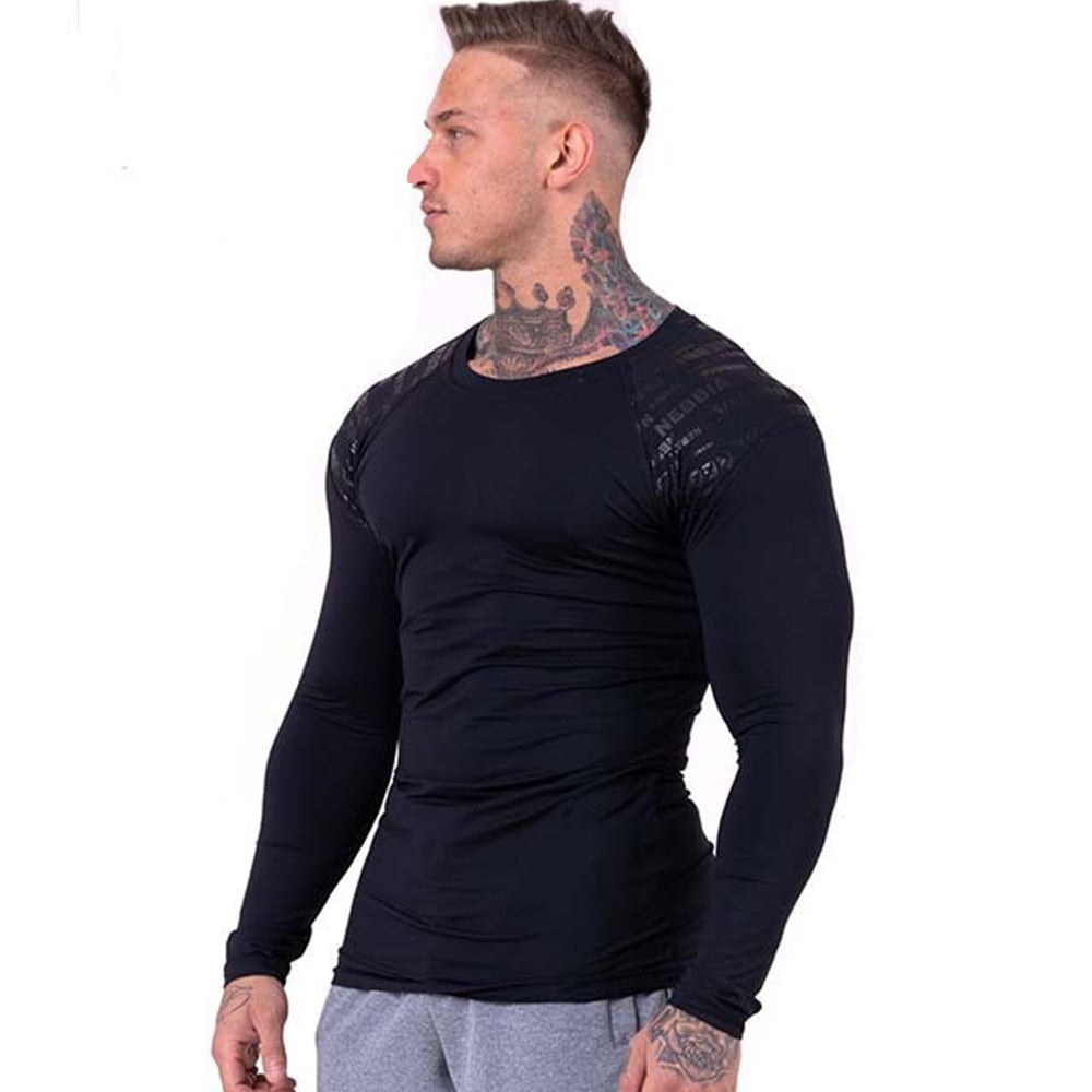 Men Skinny Long sleeves Gym Elasticity Shirts